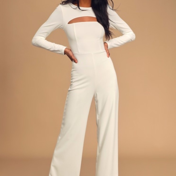 white cutout jumpsuit